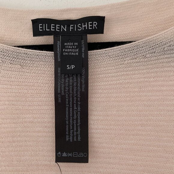 Eileen Fisher Size S/P Light Pink Sheer Wool Long Sleeve Sweater Knit Top - Picture 3 of 4